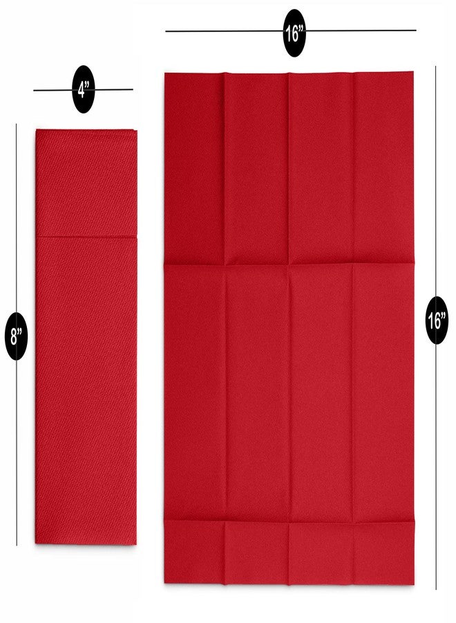 BloominGoods 50-Pack Disposable Linen-Feel Dinner Napkins with Built-in Flatware Pocket, BRIGHT RED Prefolded Cloth Like Paper Napkins For Christmas, Dinner, Wedding Or Party [Silverware NOT Included] - Image 5